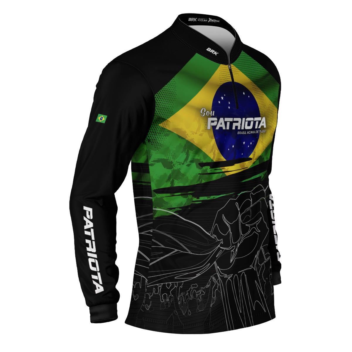 Camisa Agro Brk Básica Patriota Preta Bandeira do Brasil com Proteção UV50+ - Brk Agro