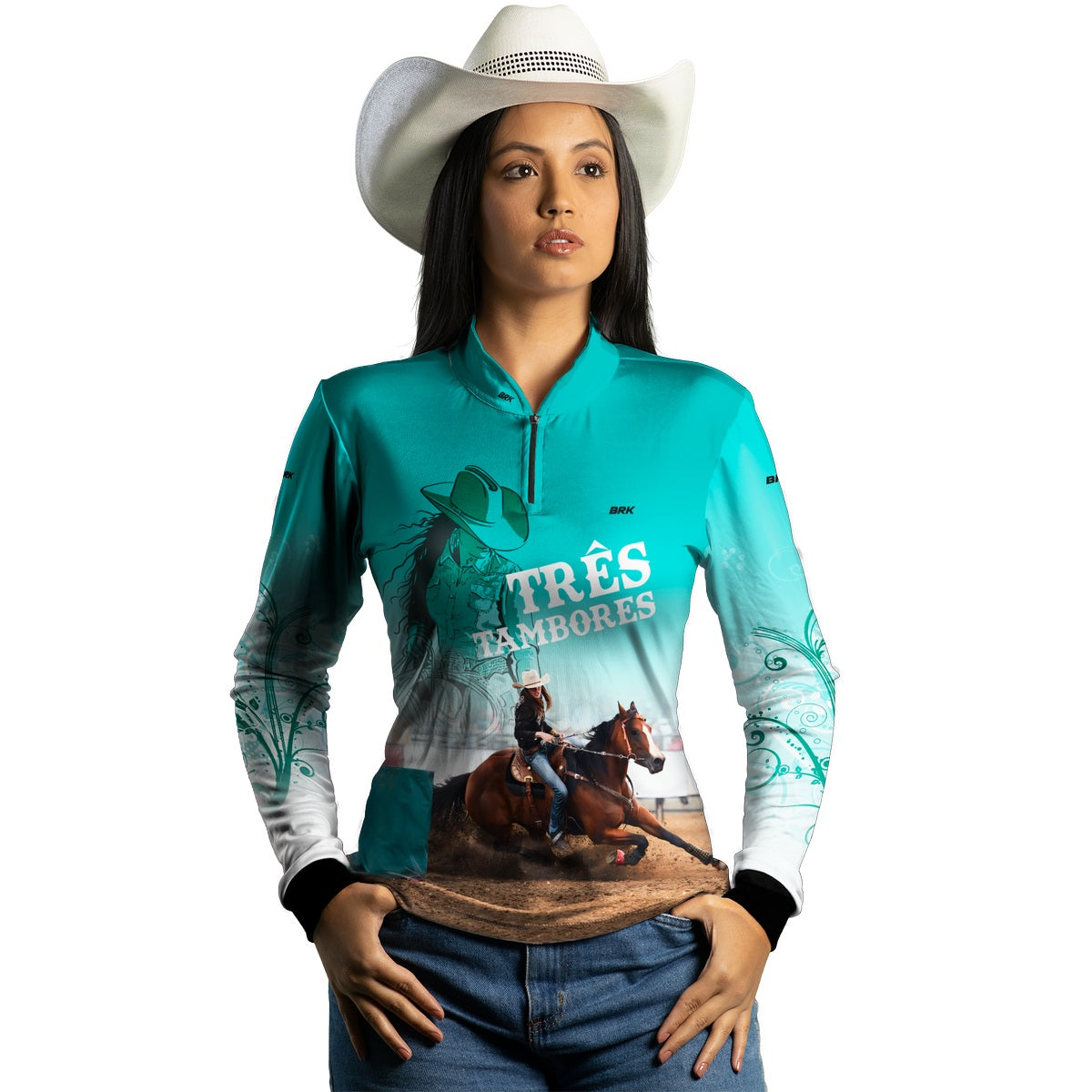 Camisa Feminina Agro  Brk Campeã Dos Três Tambores com Proteção Solar UV50+ - Brk Agro