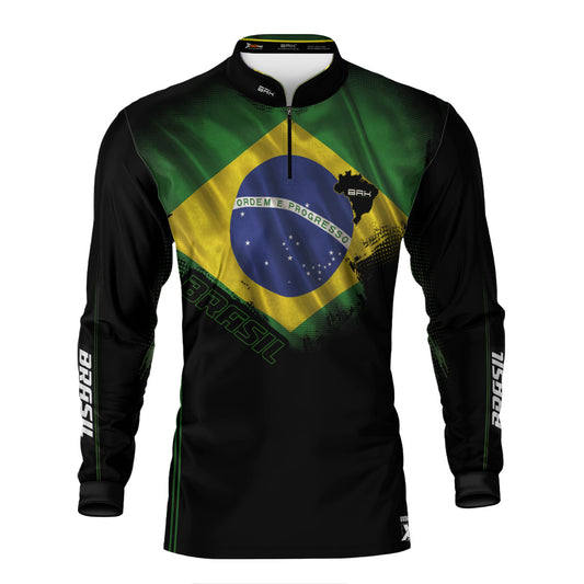 Camisa Agro Brk Bandeira do Brasil com Proteção Solar UV50+ Envio Imediato