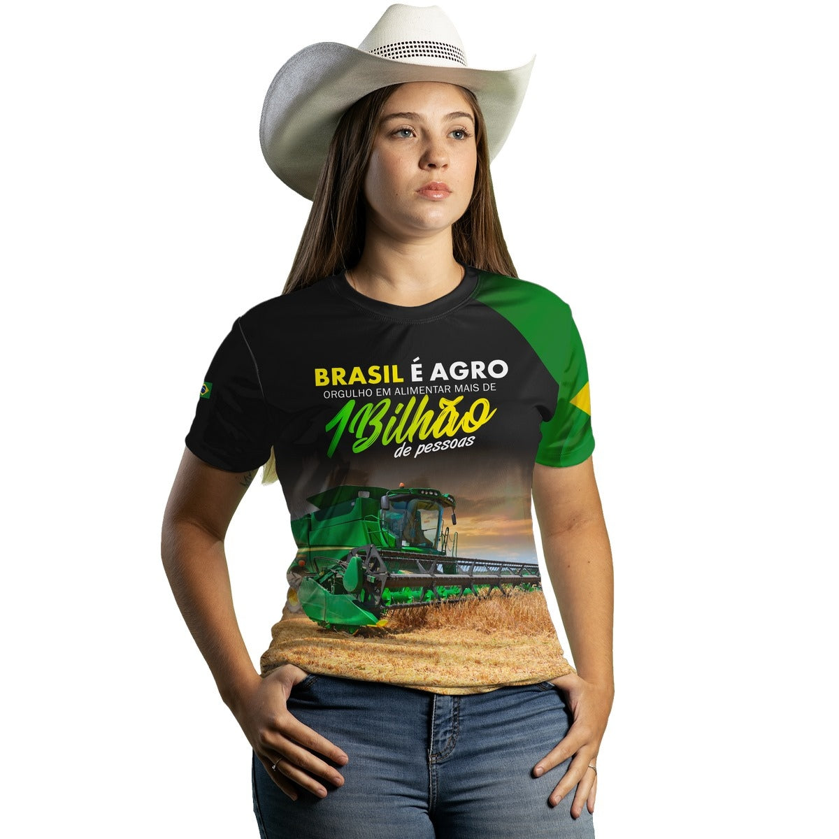 Camiseta Agro Feminina Brk Agro é Bilhão com Proteção Solar UV50+ - Brk Agro