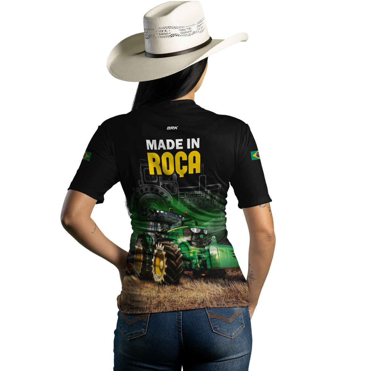 Camiseta Agro Feminina Brk Made in Roça com Proteção Solar UV50+ - Brk Agro