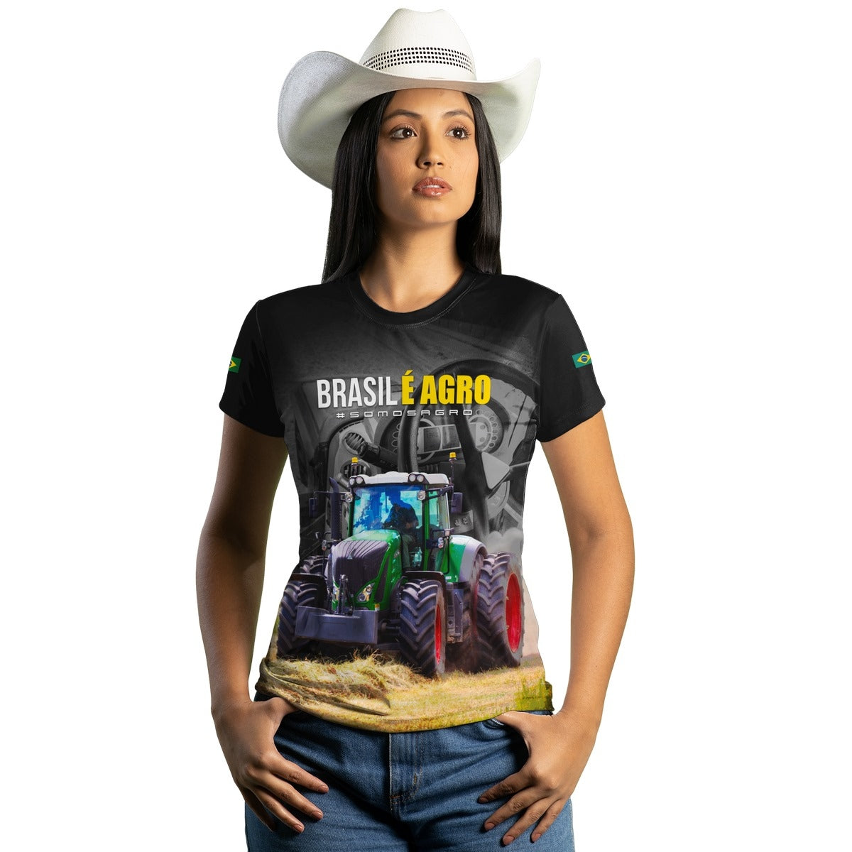Camiseta Agro Feminina Brk Brasil é Agro 06 com Proteção Solar UV50+ - Brk Agro