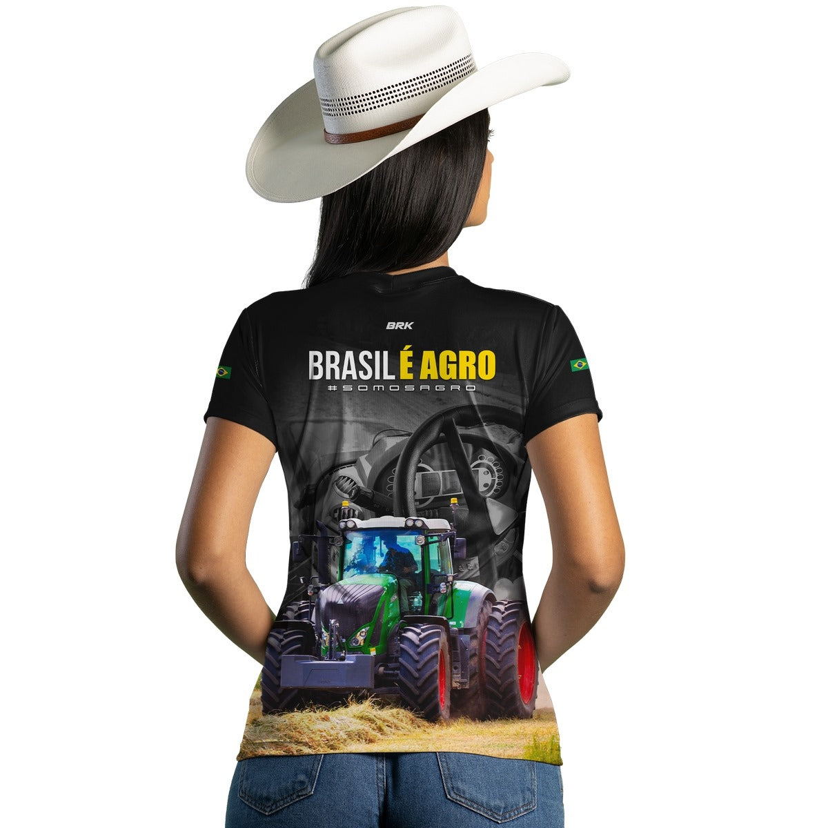 Camiseta Agro Feminina Brk Brasil é Agro 06 com Proteção Solar UV50+ - Brk Agro