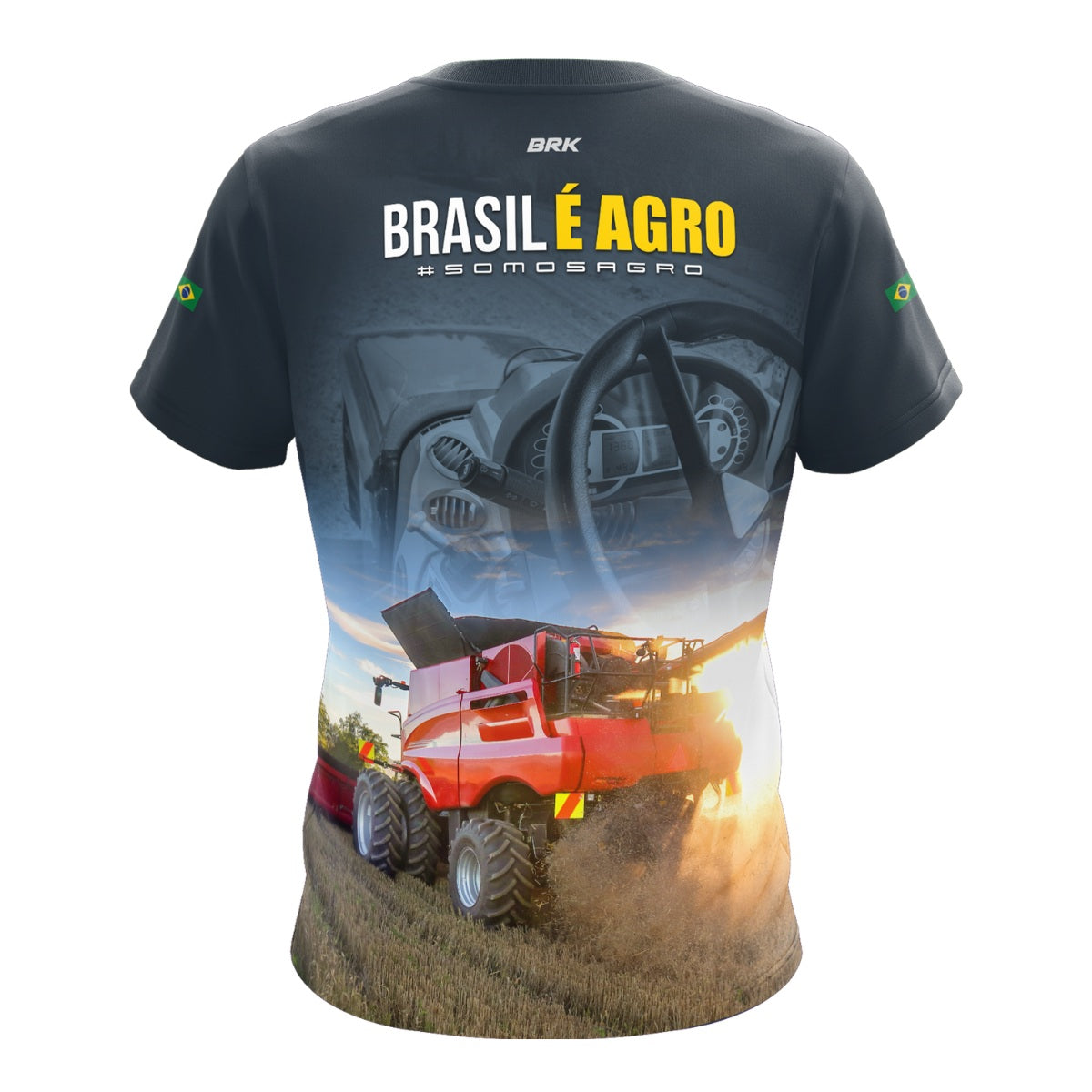 Camiseta Agro Brk Brasil é Agro Colheitadeira com Proteção Solar UV50+ - Brk Agro