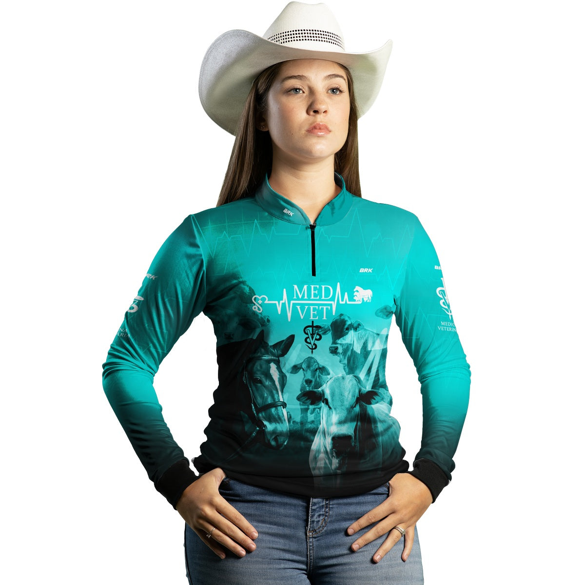 Camisa Feminina Agro Brk Medicina Veterinária Azul com UV50+ - Brk Agro