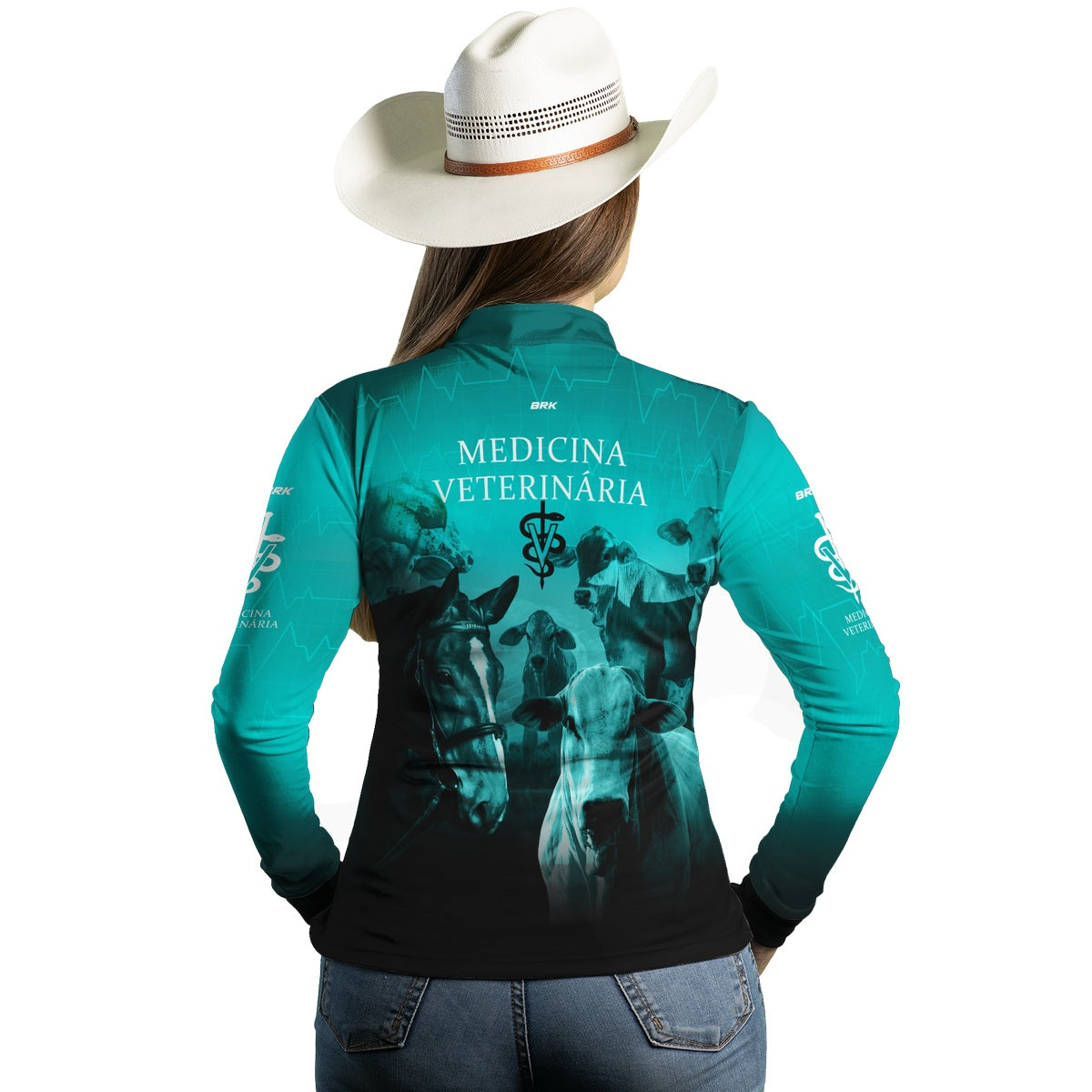 Camisa Feminina Agro Brk Medicina Veterinária Azul com UV50+ - Brk Agro