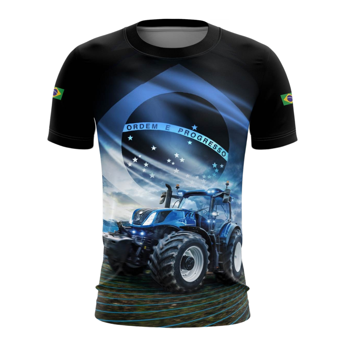 Camiseta Agro Brk O Agro Não Para Azul com Proteção Solar UV50+ - Brk Agro