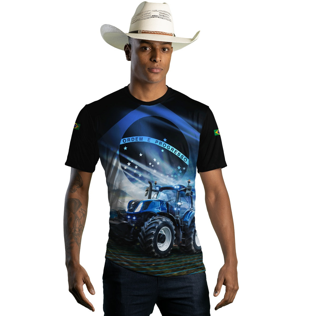 Camiseta Agro Brk O Agro Não Para Azul com Proteção Solar UV50+ - Brk Agro