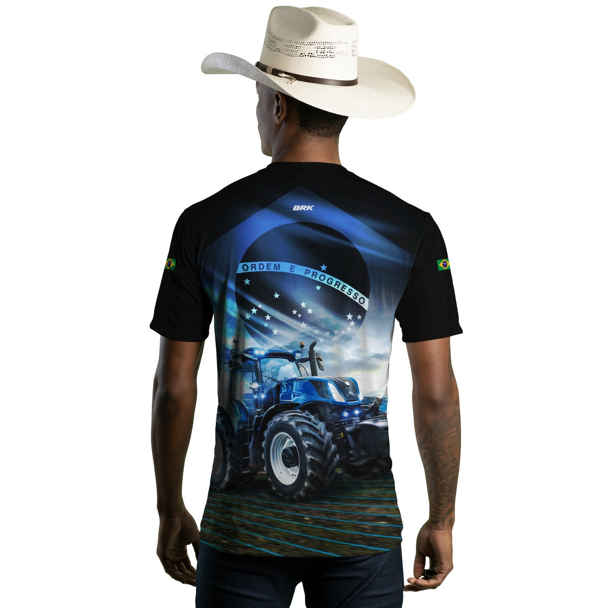 Camiseta Agro Brk O Agro Não Para Azul com Proteção Solar UV50+ - Brk Agro