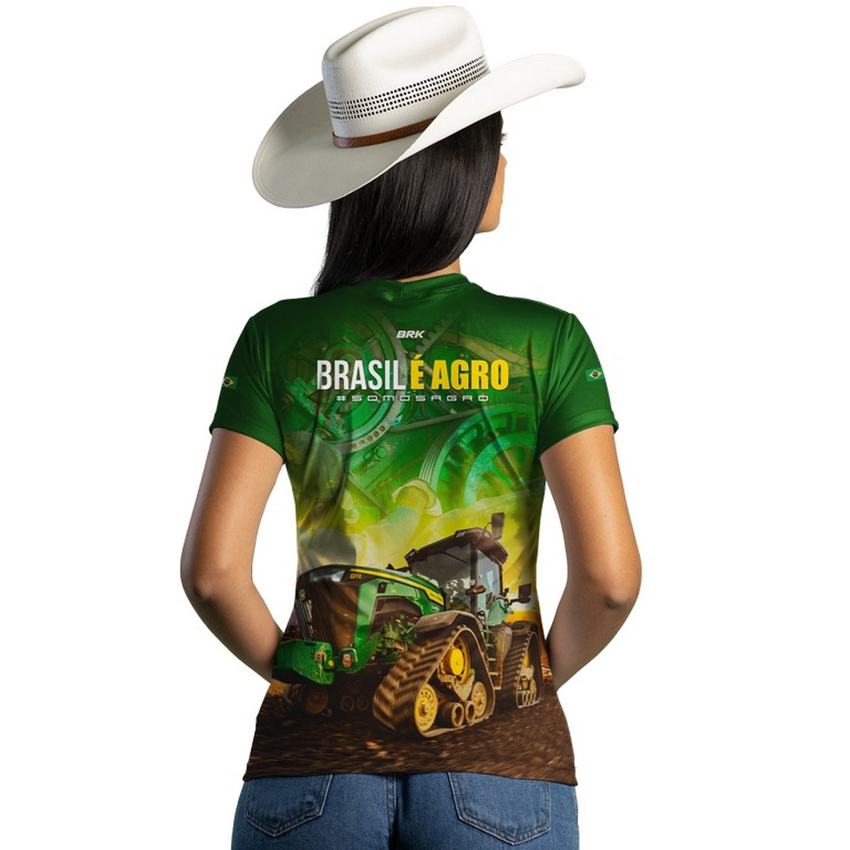 Camiseta Agro Feminina Brk Brasil é Agro 02 com Proteção Solar UV50+ - Brk Agro