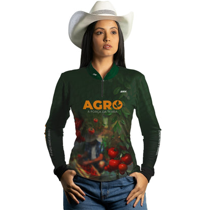 Camisa Feminina Agro Brk Produtor de Tomate com UV50+
