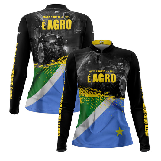 Camisa Agro Feminina Brk Mato Grosso do Sul é Agro com Proteção Solar UV50+ Envio Imediato