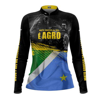 Camisa Agro Feminina Brk Mato Grosso do Sul é Agro com Proteção Solar UV50+ - Brk Agro