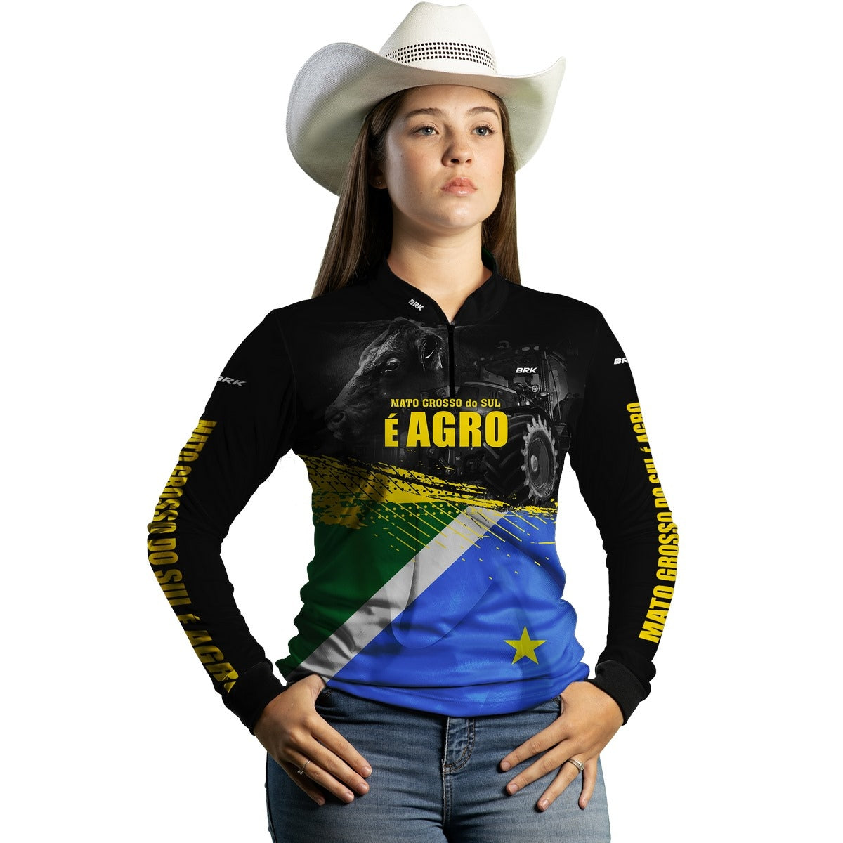 Camisa Agro Feminina Brk Mato Grosso do Sul é Agro com Proteção Solar UV50+ - Brk Agro