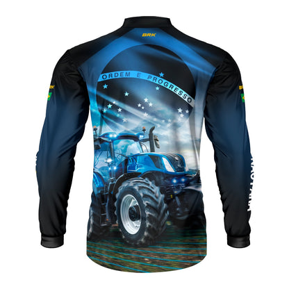 Camisa Agro Brk O Agro Não Para Azul Proteção Solar UV50+ - Brk Agro