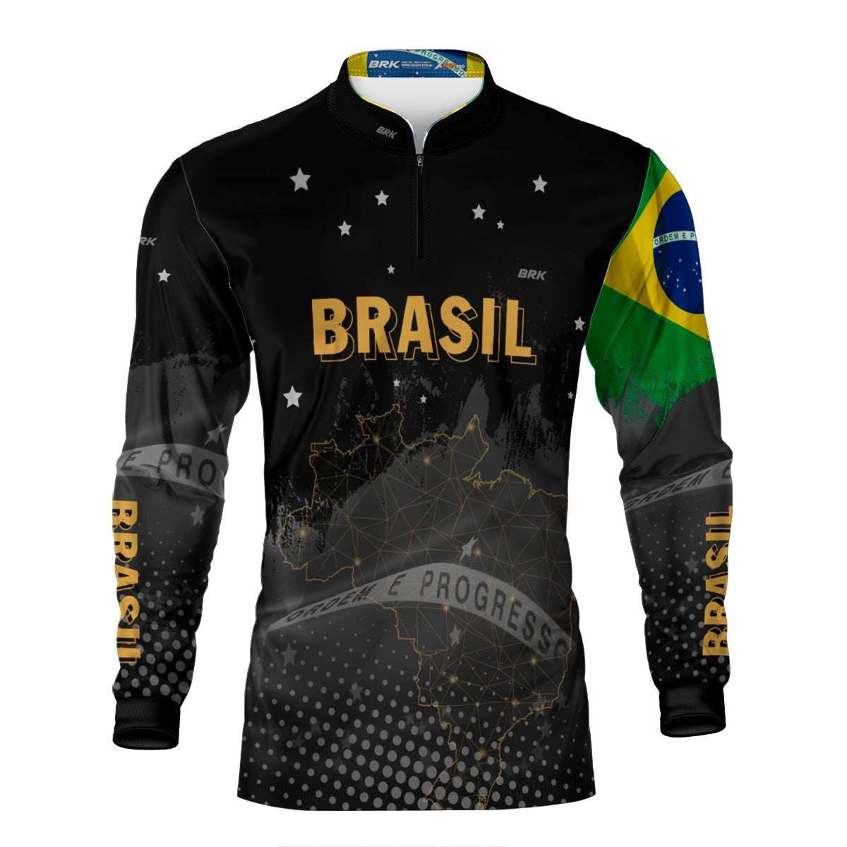 Camisa Brk Brasil Preta com Proteção Solar UV50+ - Brk Agro