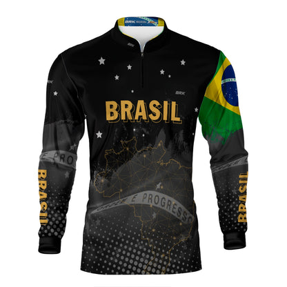 Camisa Brk Brasil Preta com Proteção Solar UV50+ - Brk Agro