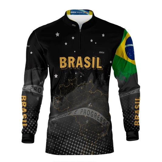 Camisa Brk Brasil Preta com Proteção Solar UV50+ - Brk Agro