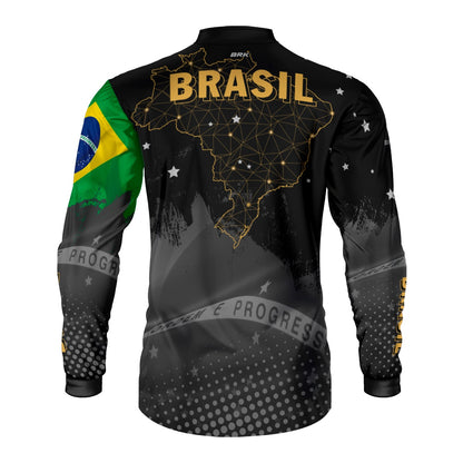 Camisa Brk Brasil Preta com Proteção Solar UV50+ - Brk Agro