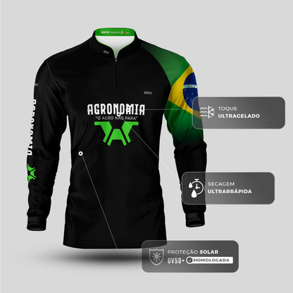 Camisa Agro Brk Agronomia Preta com Proteção Solar UV50+ - Brk Agro