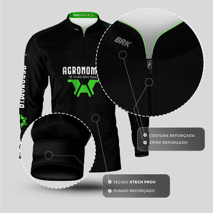 Camisa Agro Brk Agronomia Preta com Proteção Solar UV50+ - Brk Agro