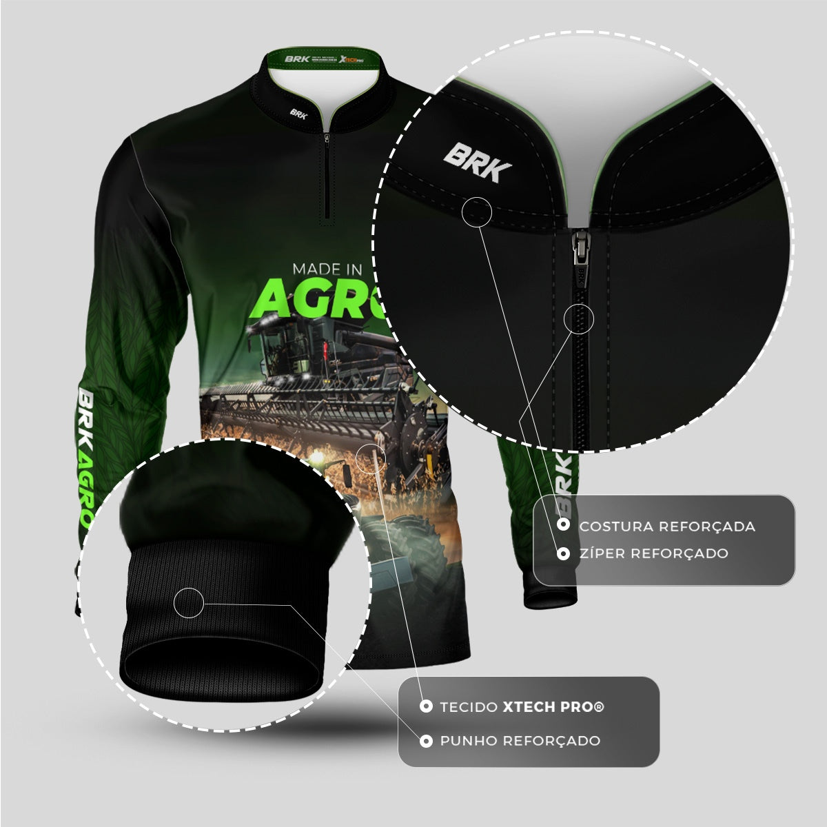 Camisa Agro Brk Made in Agro Produtor de Soja com Proteção Solar UV50+ Envio Imediato - Brk Agro