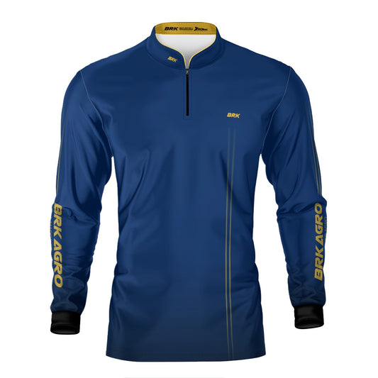 Camisa Agro Brk Básica Azul e Amarelo com Proteção Solar UV50+ - Brk Agro