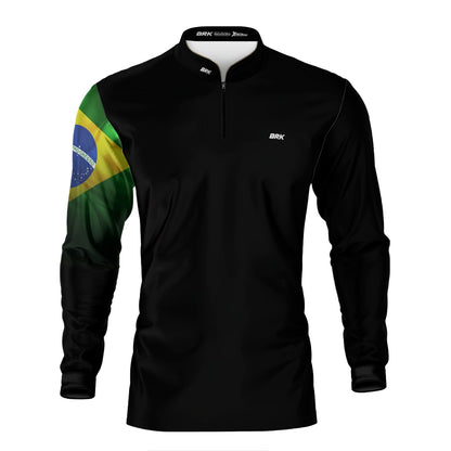 Camisa Brk Preta Bandeira do Brasil com Proteção Solar UV50 Envio Imediato - Brk Agro