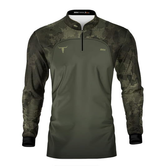 Camisa Agro Brk Camu Verde Long Horn com Proteção UV50+ Envio Imediato