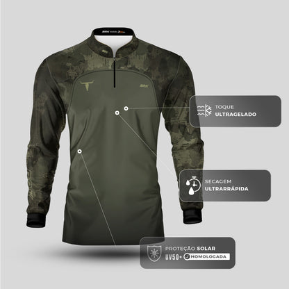 Camisa Agro Brk Camu Verde Long Horn com Proteção UV50+ Envio Imediato - Brk Agro