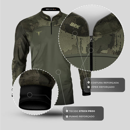 Camisa Agro Brk Camu Verde Long Horn com Proteção UV50+ Envio Imediato - Brk Agro