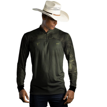 Camisa Agro Brk Camu Verde Long Horn com Proteção UV50+ Envio Imediato - Brk Agro