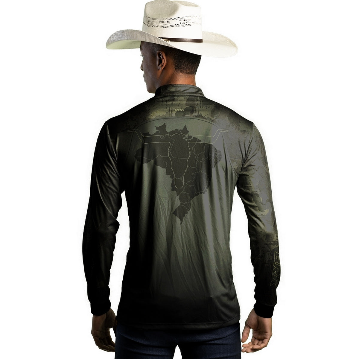 Camisa Agro Brk Camu Verde Long Horn com Proteção UV50+ Envio Imediato - Brk Agro