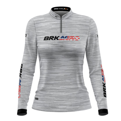 Camisa Feminina Agro  Brk Mescla Branca USA com Proteção Solar UV50+ - Brk Agro