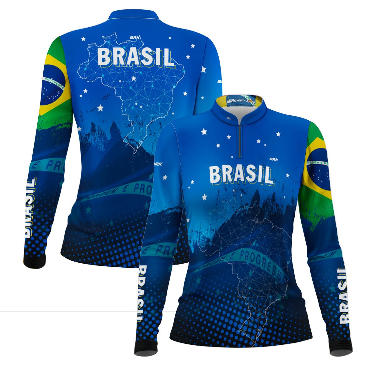 Camisa Feminina Agro Brk Brasil Azul com Proteção Solar UV50+ - Brk Agro