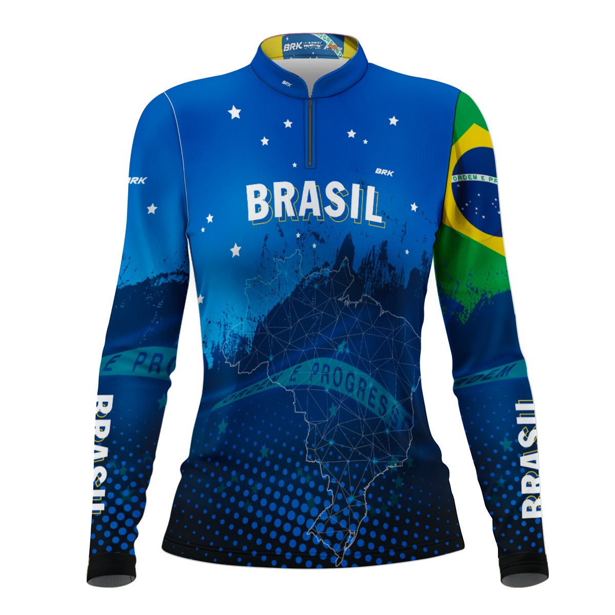 Camisa Feminina Agro Brk Brasil Azul com Proteção Solar UV50+ - Brk Agro