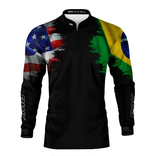 Camisa Agro Brk Bandeira Brasil Estados Unidos com Proteção Solar UV50+ - Brk Agro