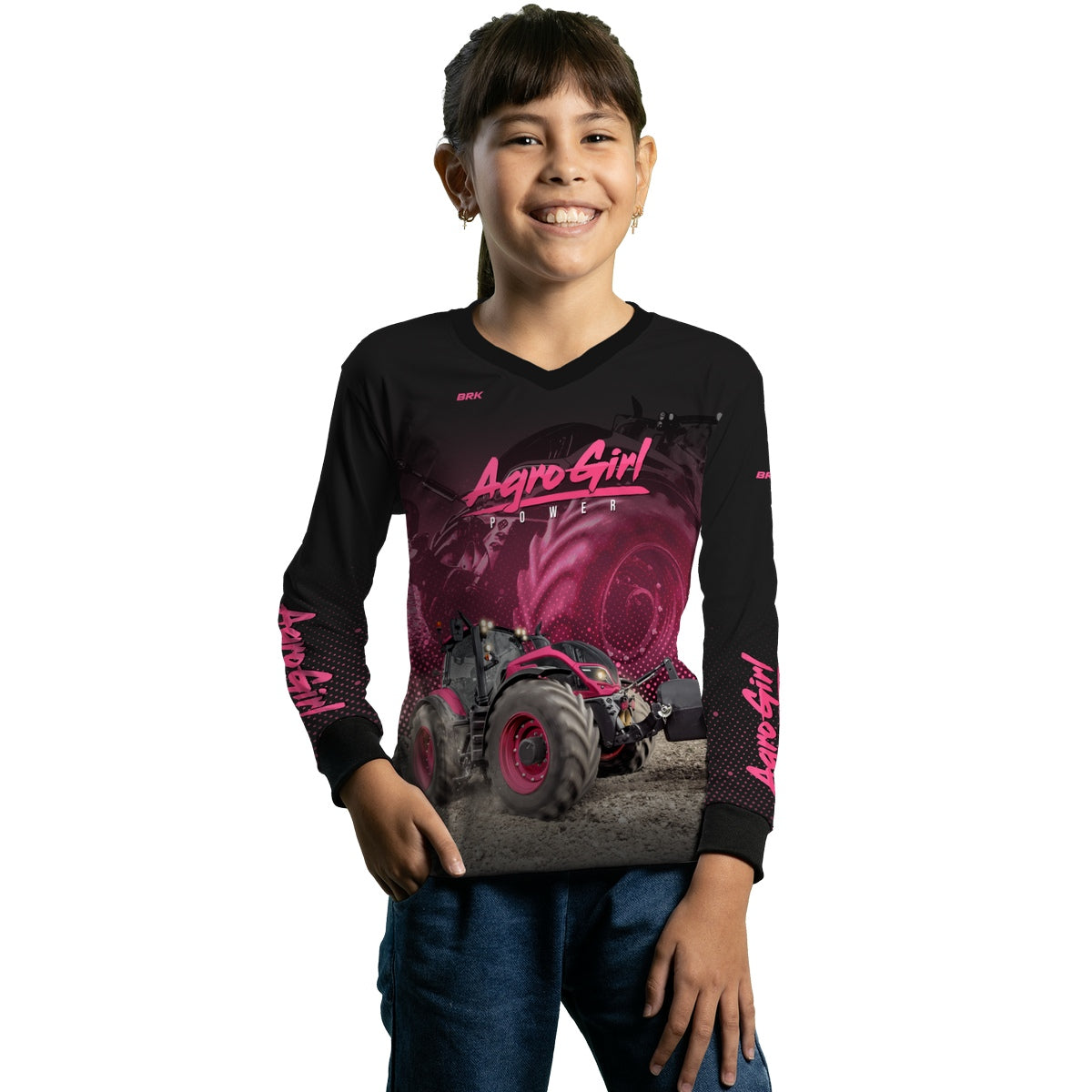 Camisa Infantil Agro Brk Agro Girl Power Rosa com Proteção Solar UV50+ - Brk Agro