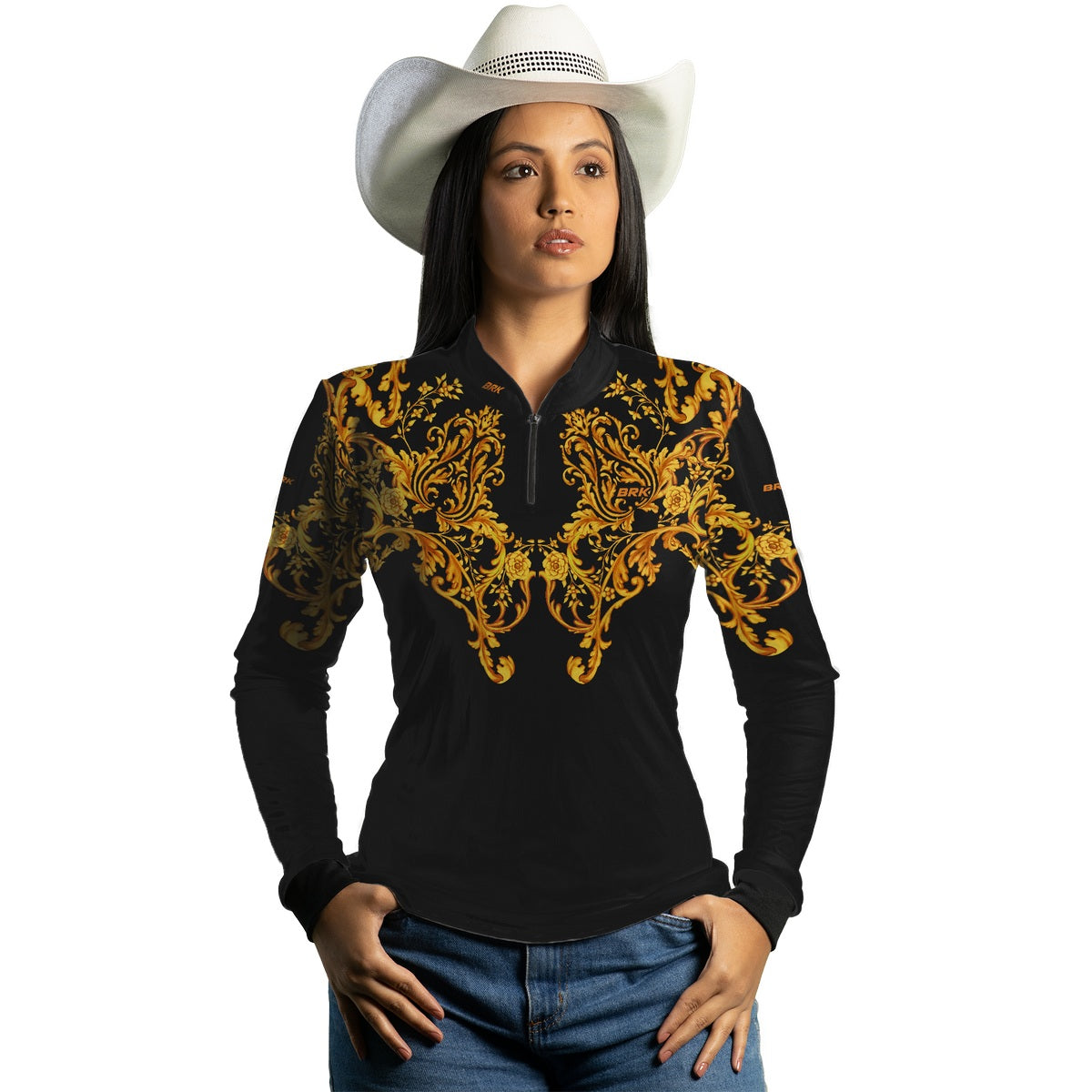 Camisa Brk Agro Boiadeira Preta com Proteção Solar UV50+ - Brk Agro