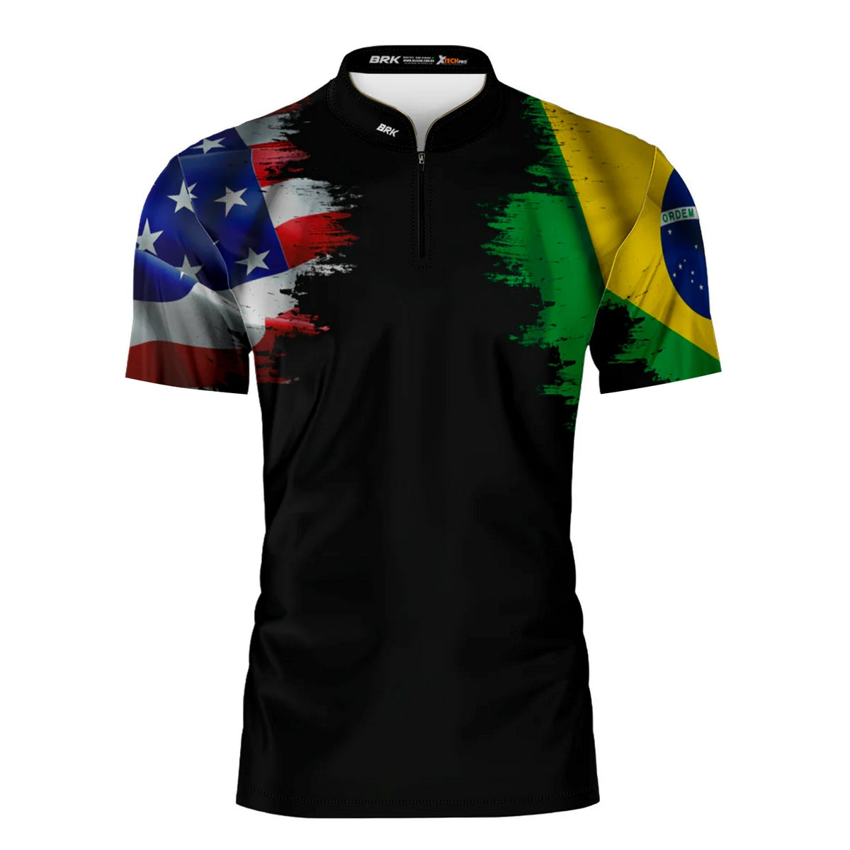 Camisa Agro Manga Curta Feminina Brk Bandeira Brasil Estados Unidos com Proteção UV50 - Brk Agro