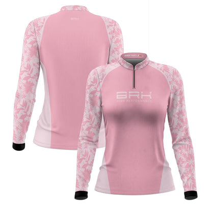 Camisa Agro Feminina Brk Básica Floral Rosa com Proteção Solar UV50+ - Brk Agro