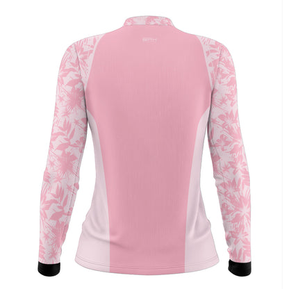 Camisa Agro Feminina Brk Básica Floral Rosa com Proteção Solar UV50+ - Brk Agro