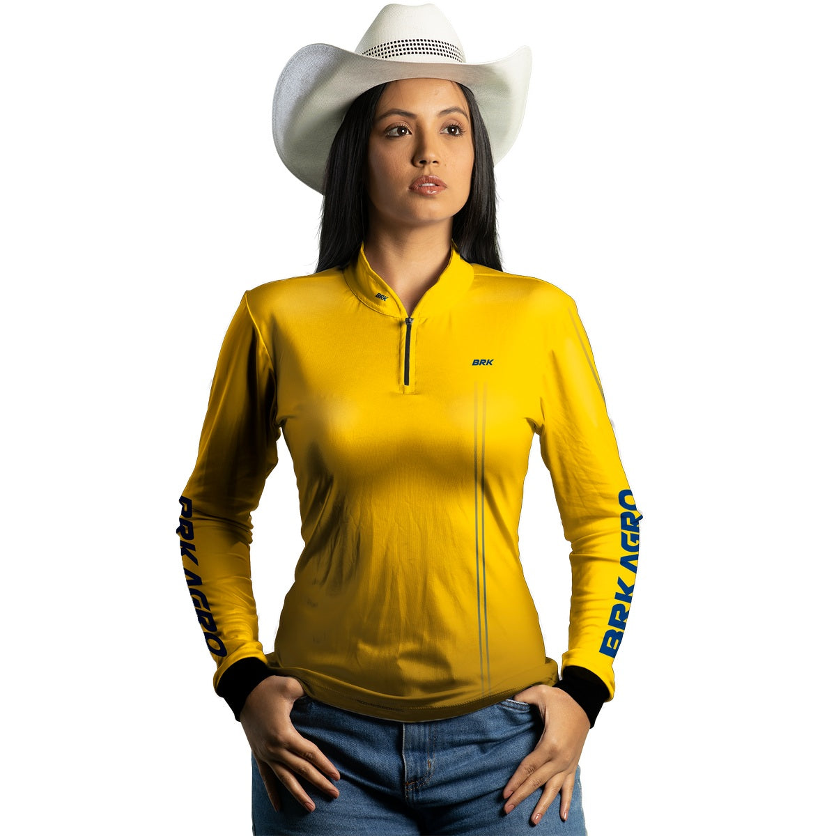 Camisa Agro Feminina Brk Básica Clean Amarela com Proteção Solar UV50+ - Brk Agro