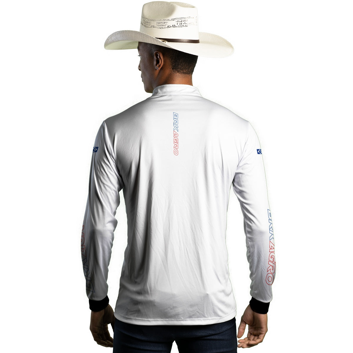 Camisa Agro Brk Branca Azul e Vermelha com Proteção Solar UV50+ - Brk Agro