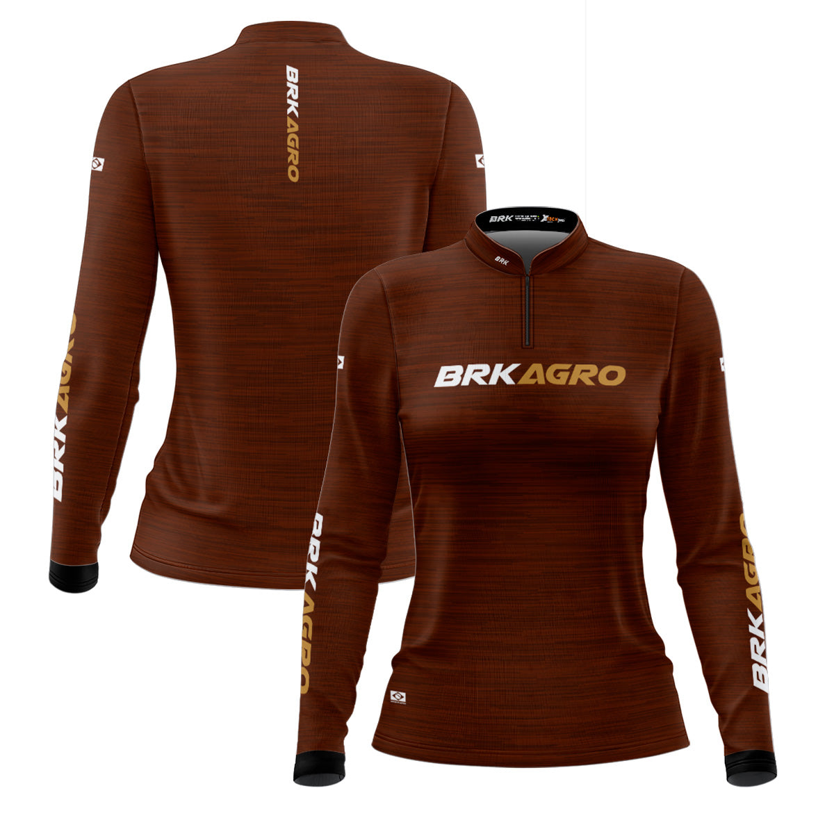 Camisa Agro Feminina Brk Mescla Marrom Yellowstone com Proteção Solar UV50+ - Brk Agro