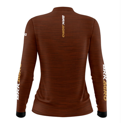 Camisa Agro Feminina Brk Mescla Marrom Yellowstone com Proteção Solar UV50+ - Brk Agro