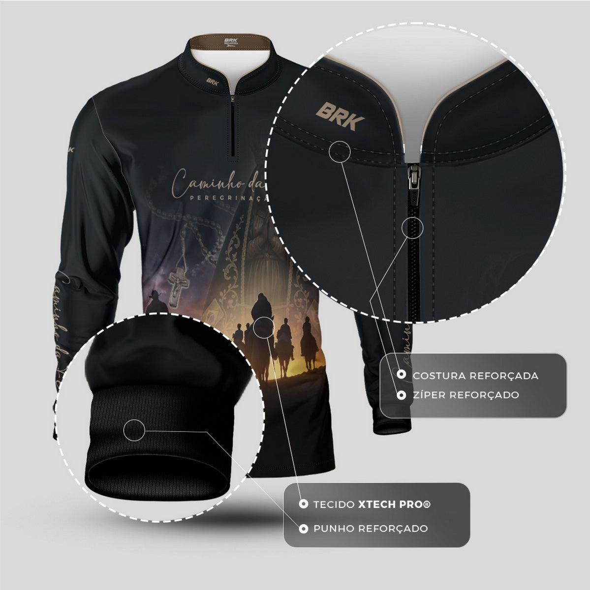 Camisa Agro Brk Caminho da Fé Peregrinação Cavalgada com Proteção Solar UV50+ - Brk Agro
