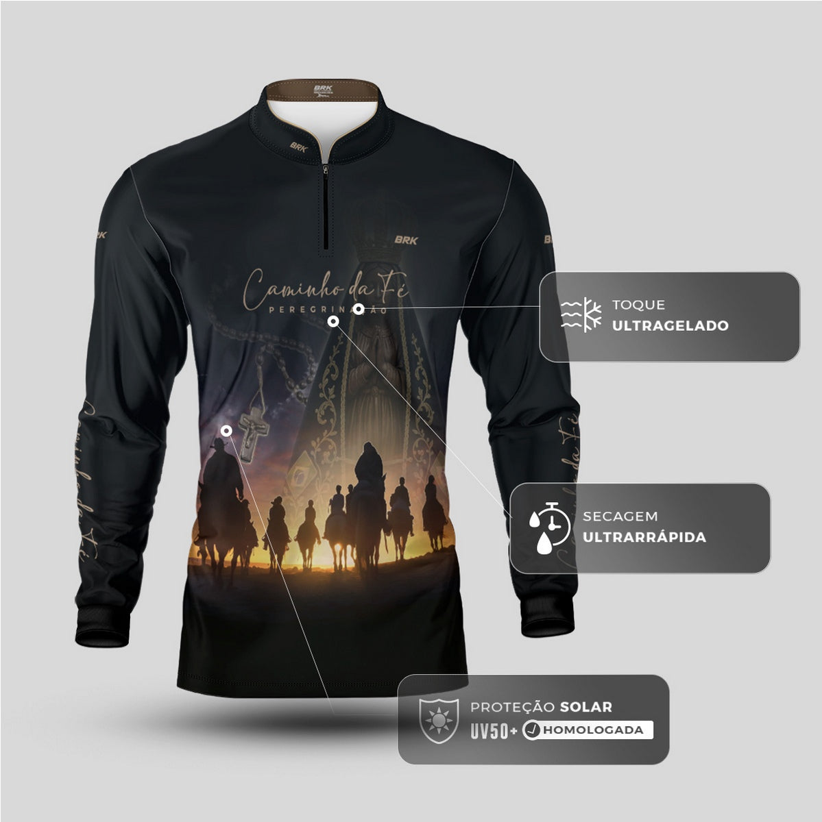 Camisa Agro Brk Caminho da Fé Peregrinação Cavalgada com Proteção Solar UV50+ - Brk Agro