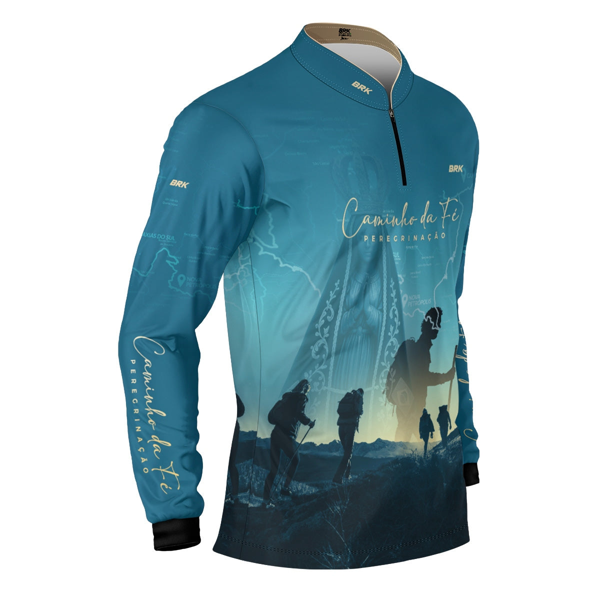 Camisa Agro Brk Caminho da Fé Peregrinação Nossa Senhora com Proteção Solar UV50+