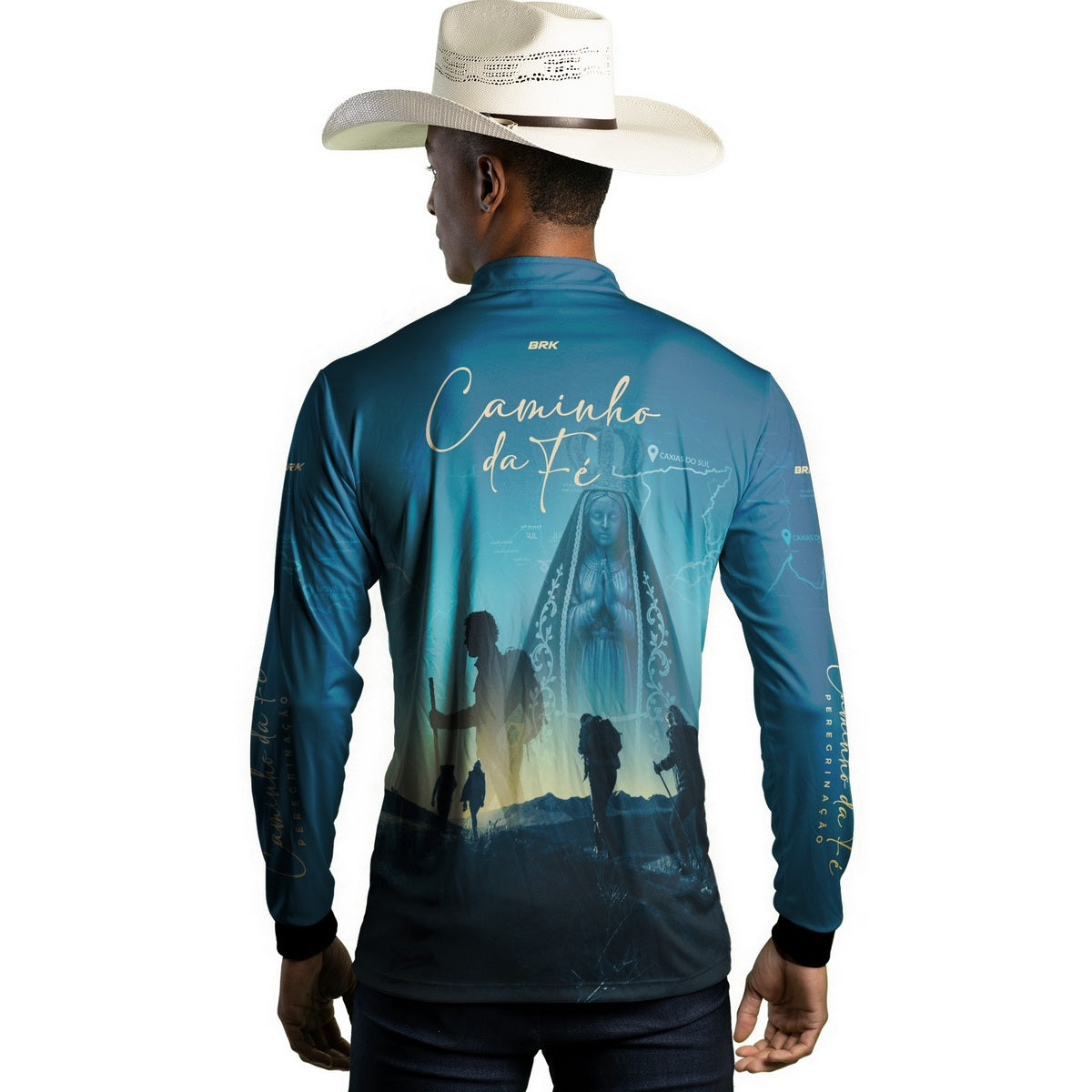 Camisa Agro Brk Caminho da Fé Peregrinação Nossa Senhora com Proteção Solar UV50+